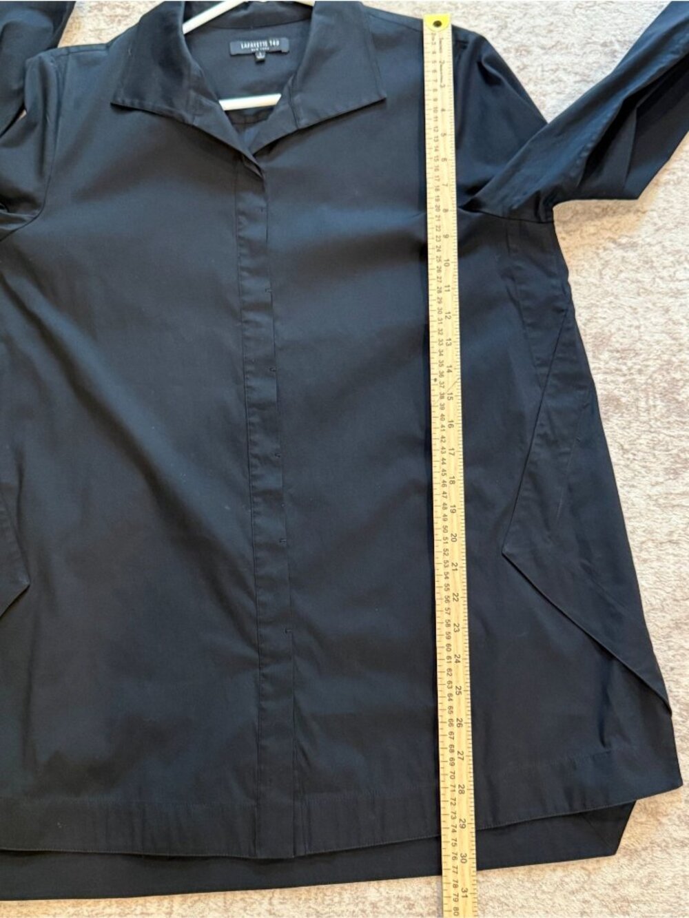 Lafayette 148 Women's Collared Button Up Shirt Large Black Career Workwear - Picture 6 of 8
